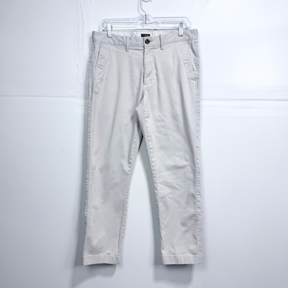 J.Crew Flex Straight Fit Chino Pants Mens 32x30 Light Gray Stone Stretch Cotton